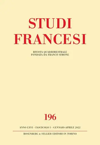 Studi francesi. Vol. 196 Nuovo Arrivo