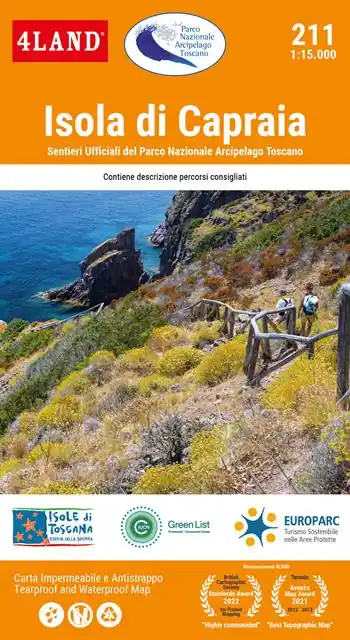 Isola di Capraia. Sentieri ufficiali del parco nazionale Arcipelago toscano 1 15.000 Sconto